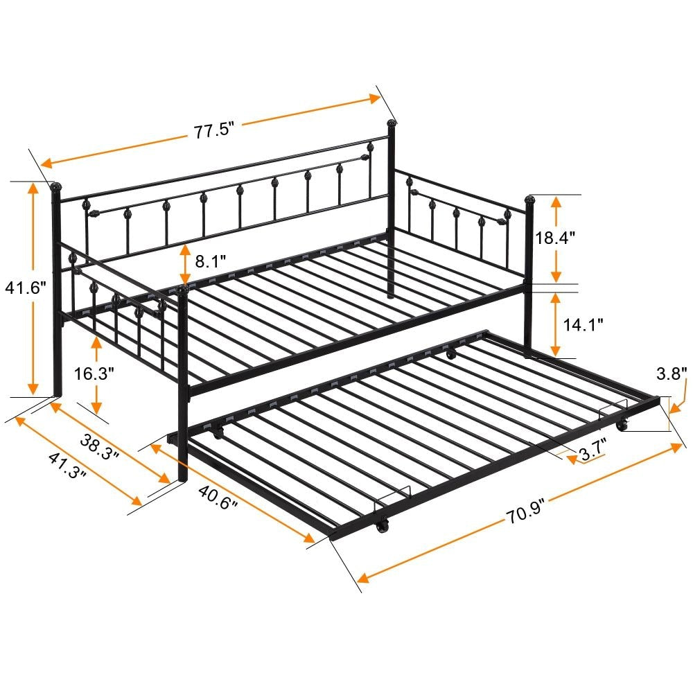 Daybed with trundle BLACK