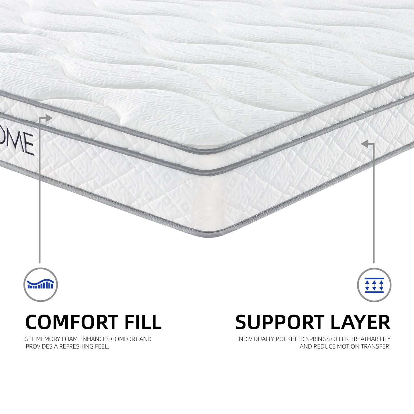 King Size Mattress,10 Inch Hybrid Mattress in a Box with Gel Memory Foam,Individually Wrapped Pocket Coils Innerspring for Breathable and Durable Support, Made in USA, CertiPUR-US Certified