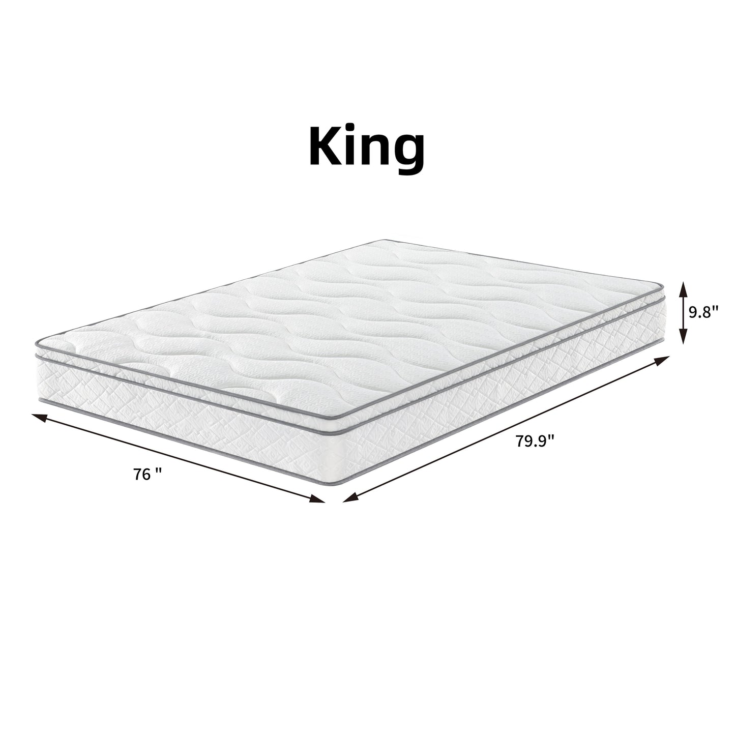 King Size Mattress,10 Inch Hybrid Mattress in a Box with Gel Memory Foam,Individually Wrapped Pocket Coils Innerspring for Breathable and Durable Support, Made in USA, CertiPUR-US Certified