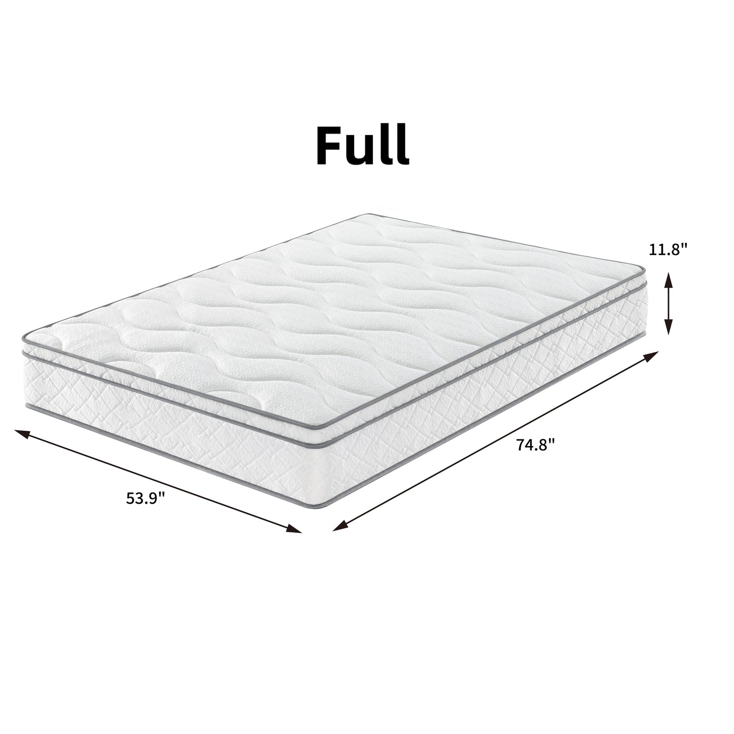 Full Size Mattress,12 Inch Hybrid Mattress in a Box with Gel Memory Foam,Individually Wrapped Pocket Coils Innerspring for Breathable and Durable Support, Made in USA, CertiPUR-US Certified