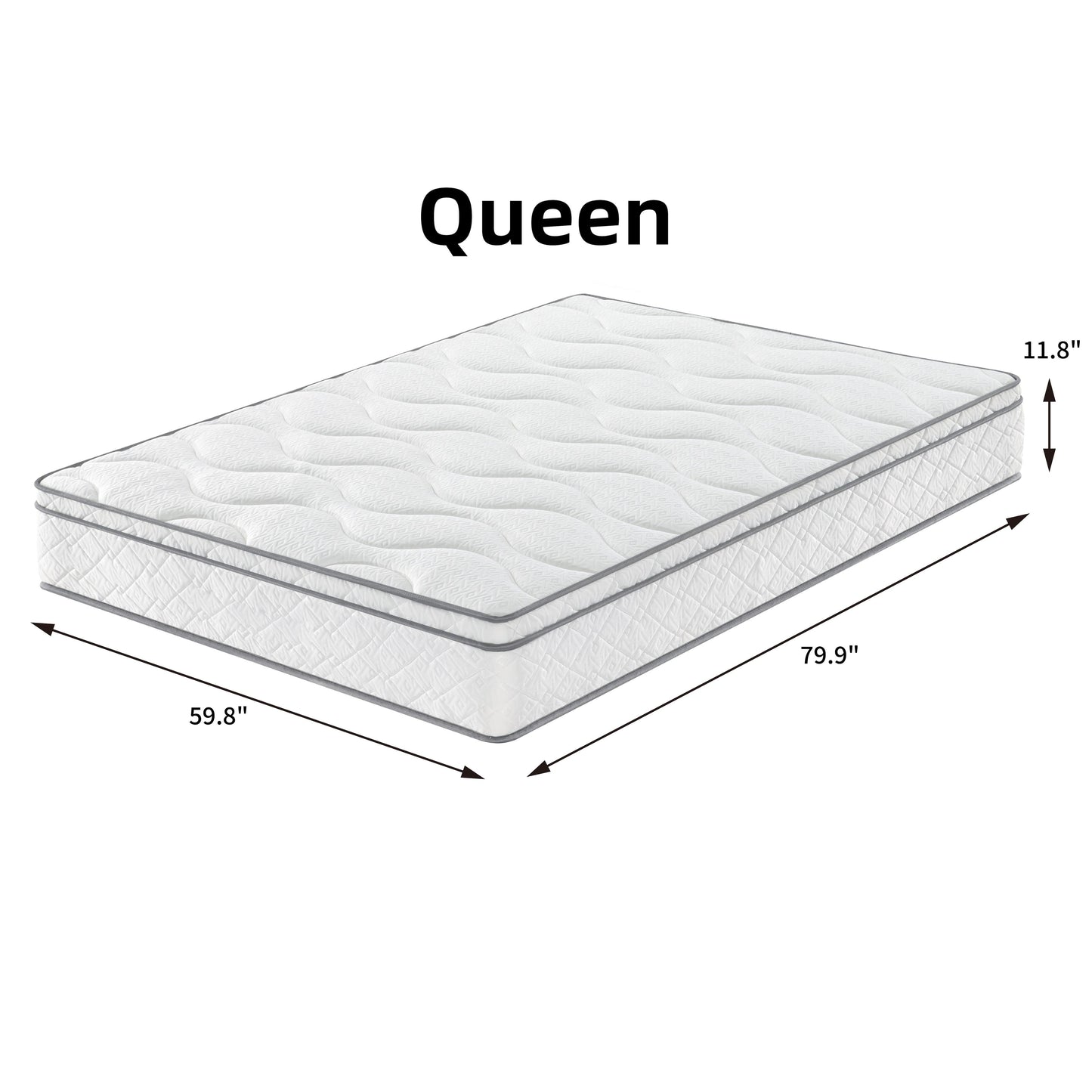 Queen Mattress, 12 Inch Hybrid Mattress with Memory Foam & Pocket Spring, Queen Mattress in a Box, Medium Firm Support, CertiPUR-US Certified